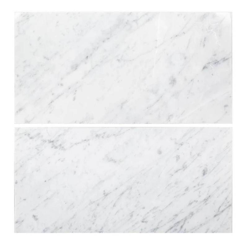 Photo inspiration: White Carrera Marble Tile Backsplash Types Reference: White Carrara Marble 12X24 Honed Tile