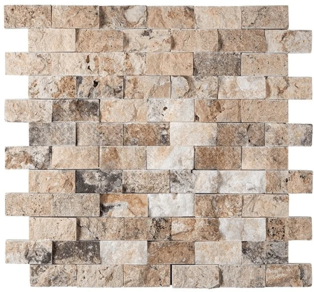 1x2 Antico Onyx Split-Faced Brick Mosaic - tilestate