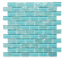 Crystal Aqua Osaka Maldives Green 1x2 Glass Mosaic Tile