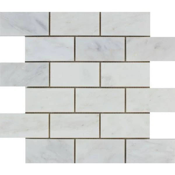 2x4 Polished Oriental White Marble Brick Mosaic Tile  For Kitchen Backsplash or Bathroom Wall and Flooring - tilestate