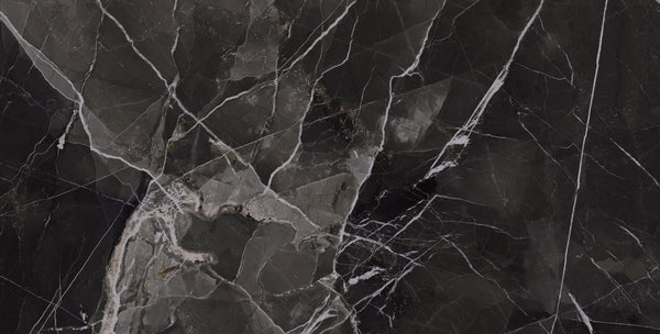 NG Black Calacatta Crystal Rectified 24x48 8mm  Porcelain Tile