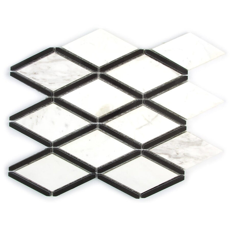 Calacatta Gold Marble Polished  Diamond w/ Black Stripes Mosaic Tile