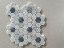 Crystal White & Opaque Grey Honed Hexagon Mosaic Tile - MosaicBros.com