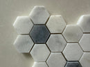 Crystal White & Opaque Grey Honed Hexagon Mosaic Tile - MosaicBros.com