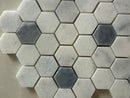 Crystal White & Opaque Grey Honed Hexagon Mosaic Tile - MosaicBros.com