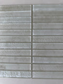 Roca Lux Dune 12x12 stacked glass mosaic wall tile with warm beige and sandy tones, arranged in a stacked pattern.