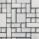 Glossy Glass & White Marble French Pattern Glass Mosaic Tile - MosaicBros.com