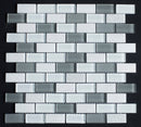 Frosty Glass and White Marble Rectangles Glass Mosaic Tile - MosaicBros.com