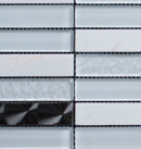 Iced and Frost Glass Stainless Steel and White Marble Glass Mosaic Tile - MosaicBros.com
