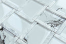 Glass and Carrara Marble Pattern Glass Mosaic Tile - MosaicBros.com
