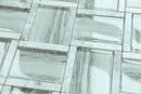 Glass and Aluminum Pattern White Wood Look Glass Mosaic Tile - MosaicBros.com