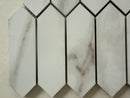 Calacatta polished marble picket mosaic used on a modern luxury shower wall design
