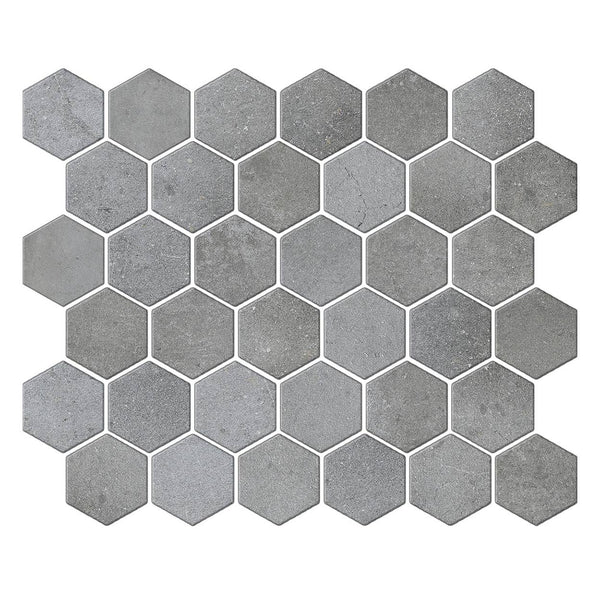 Pewter 2″ Hexagon Mosaic Tile - tilestate