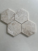 Diana polished 6-inch hexagon marble mosaic tile with elegant natural stone beauty