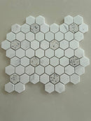Dolomite hexagon terrazzo mosaic tile featuring elegant white marble and terrazzo accents