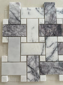 Natural Lilac marble basketweave mosaic tile for bathroom floors and shower walls
