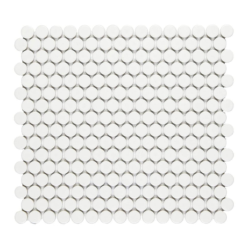 Matte White Penny Round Mosaic Tile - tilestate