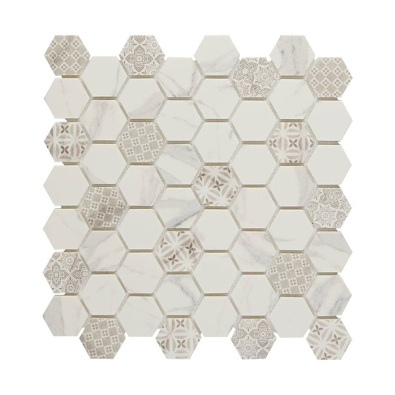 Carrara 1.5″ Hexagon Mosaic Tile - tilestate