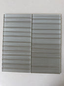 Roca Lux Sand 12x12 fluted glass mosaic wall tile with textured, sand-colored surface for decorative interior walls.