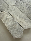 Premium Silver Travertine mosaic tile for shower walls and decorative accents
