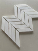 Polished Dolomite marble chevron mosaic with an elegant geometric pattern