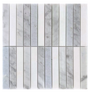 Rockart Blue Mix Carrara Thassos Stacked 12x12 mosaic featuring polished blue and white natural stone
