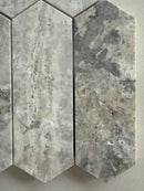Natural Silver Travertine picket tile showcasing elegant texture and movement