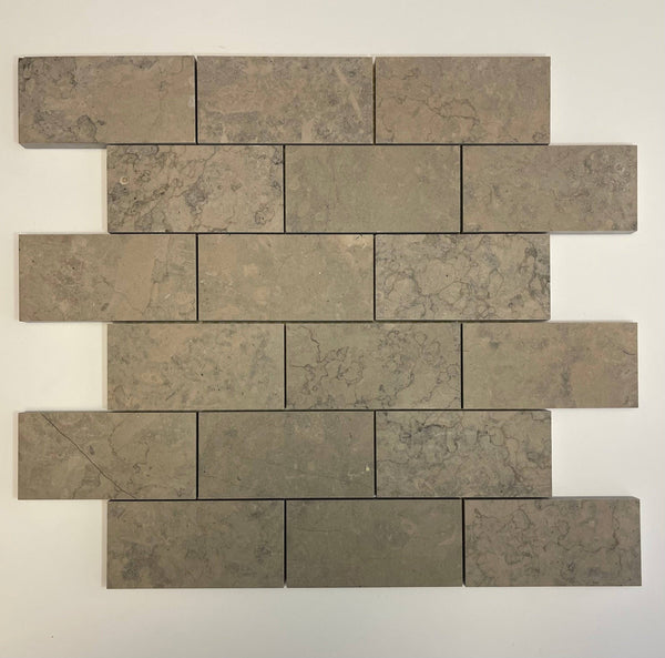 Nova Gray Limestone 2x4 Honed Mosaic Tile - tilestate