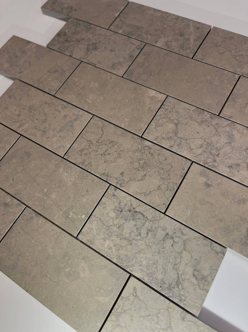 Nova Gray Limestone 2x4 Honed Mosaic Tile - tilestate