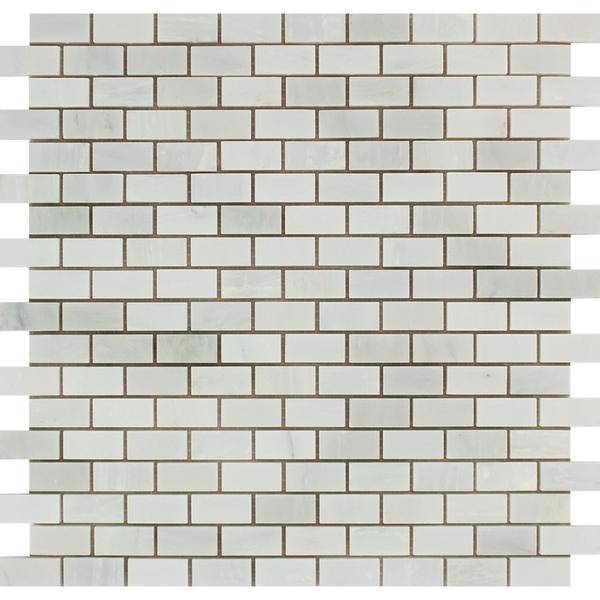 5/8x1 1/4 Honed Oriental White Marble Baby Brick Mosaic Tile For  Wall and Floor  Kitchen Backsplash or Shower Wall and Floor - tilestate