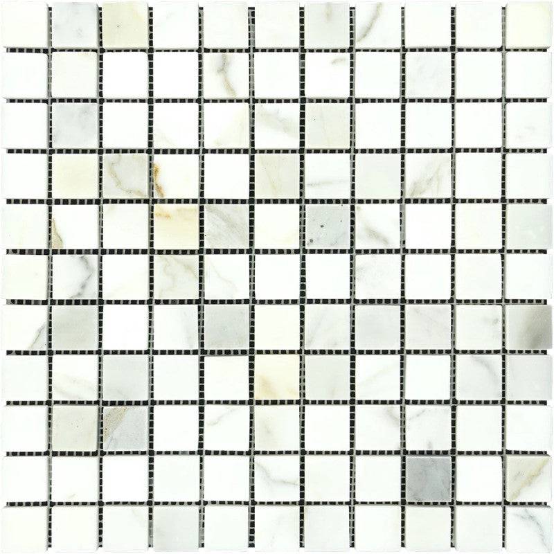 Calacatta Gold Marble 1x1 Polished Mosaic Tile - tilestate