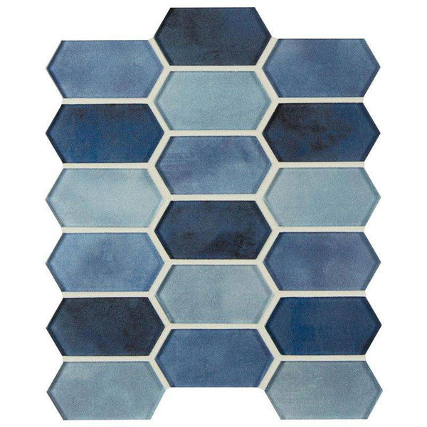 Boathouse Blue Picket Glass Mosaic Tile - tilestate