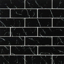 Nero Marquina 3x9 Subway Glass Mosaic Tile - tilestate