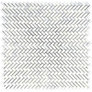 Asian Statuary (Oriental White) Marble 5/8x1 1/4 Herringbone Polished Mosaic Tile For Kitchen Backsplash and Bathroom Wall or Bathroom Floor - tilestate