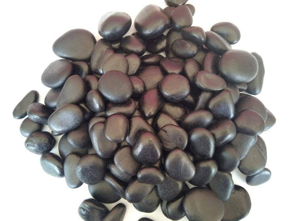 Polished Black Rainforest Pebble Stone 1/4 to 3/4 inches - 2000 LBS - tilestate