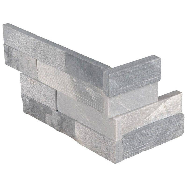 Alaska Gray Multi Finish 6x18 3D Stacked Stone Ledger Corner For Outdoor Wall and Fire Place - tilestate