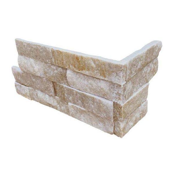 Arctic Gold 6x18 Stacked Stone Ledger Corner For Outdoor and Indoor Walls - tilestate