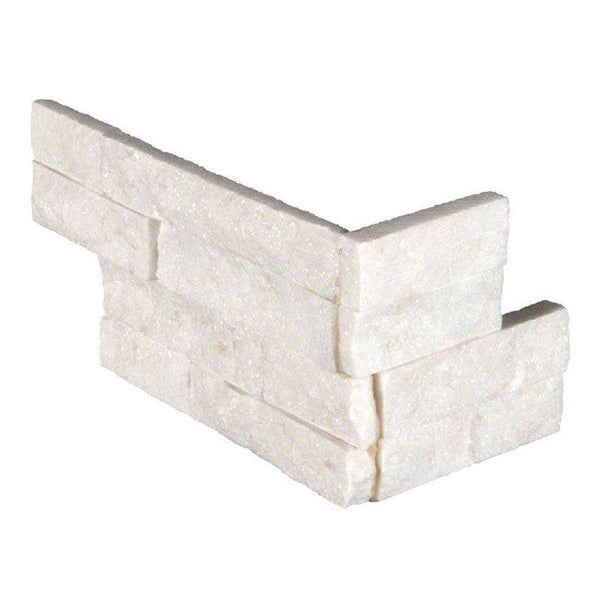 Arctic White 6x18 Stacked Stone Ledger Corner For Outdoor and Indoor Wall - tilestate
