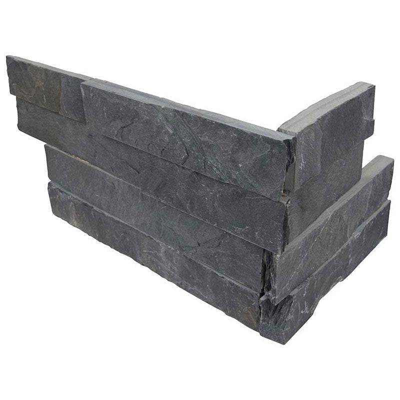 Black Slate 6x18 Stacked Stone Ledger Corner - tilestate