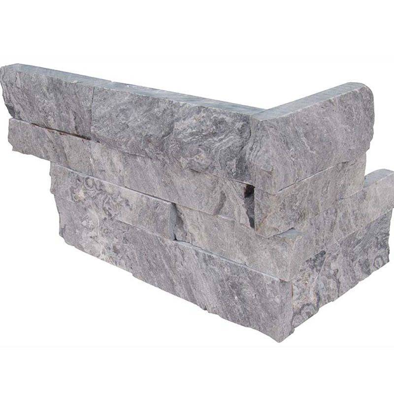 6x18 Glacial Gray Marble 6x18 Stacked Stone Ledger Corner | TileState