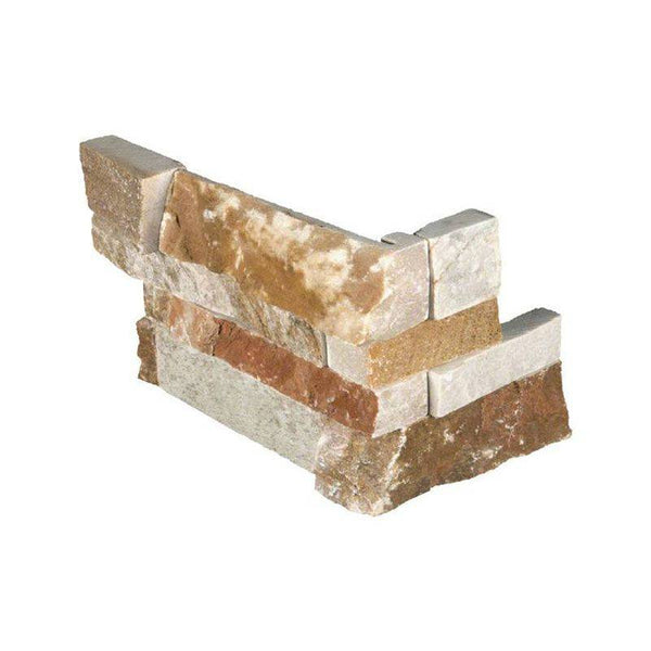 Golden White 6x18 Stacked Stone Ledger Corner - tilestate