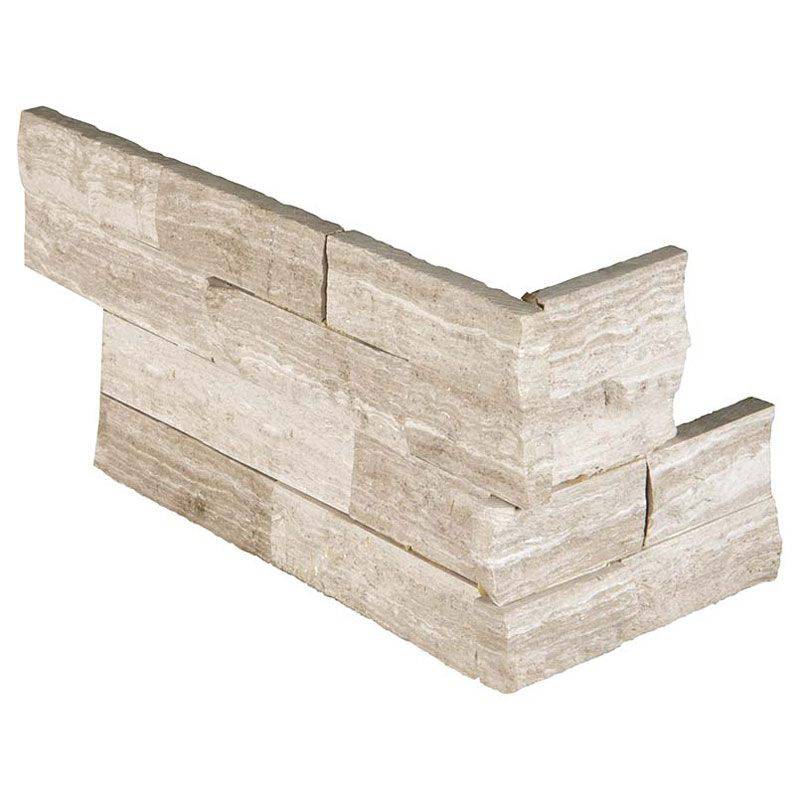 6x18 Haisa Light (White Oak) Marble 6x18 Split Face Stacked Stone Ledger ...