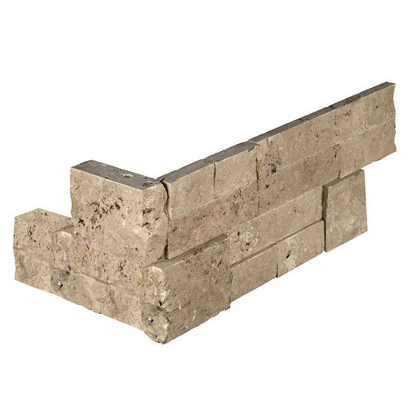 Noce Travertine 6x18 Stacked Stone Ledger Corner - tilestate