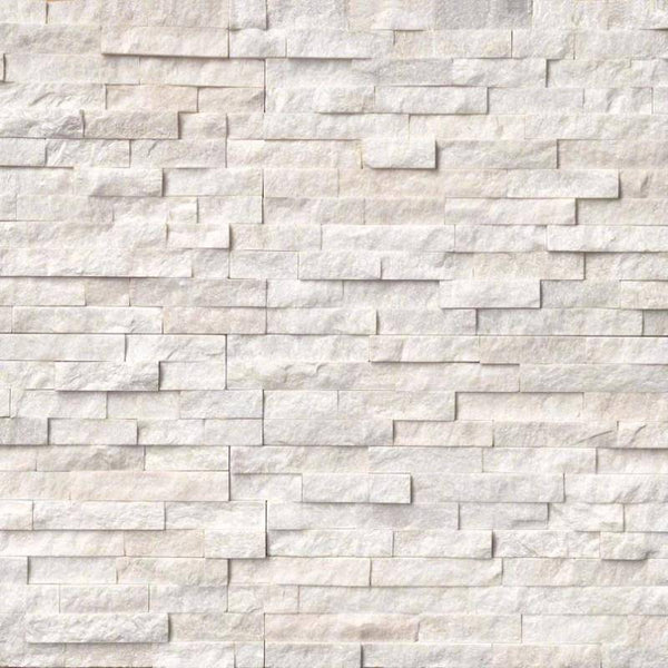 Arctic White Marble 6x24 Stacked Stone Ledger Panel For Outdoor and Indoor Wall - tilestate