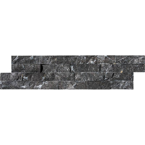 Black Marble 6x24 Stacked Stone Ledger Panel - tilestate