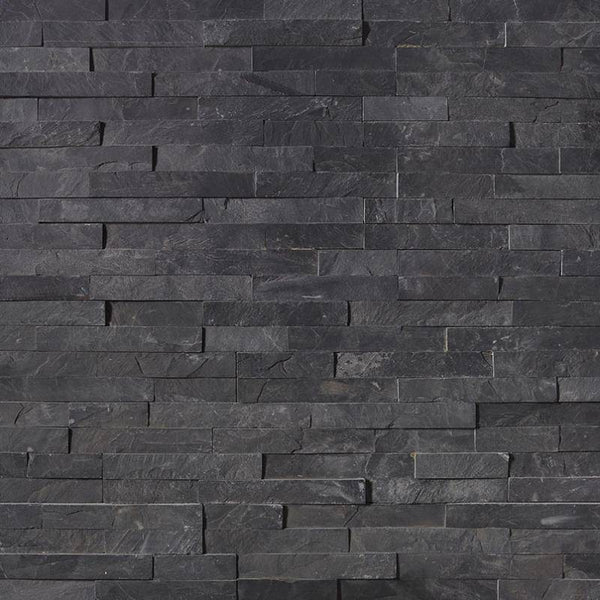 Black Slate 6x24 Stacked Stone Ledger Panel - tilestate