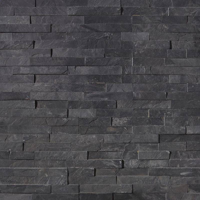 Black Slate 6x24 Stacked Stone Ledger Panel - tilestate