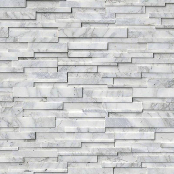 Calacatta Gold Marble 3D 6x24 Stacked Stone Ledger Panel - tilestate