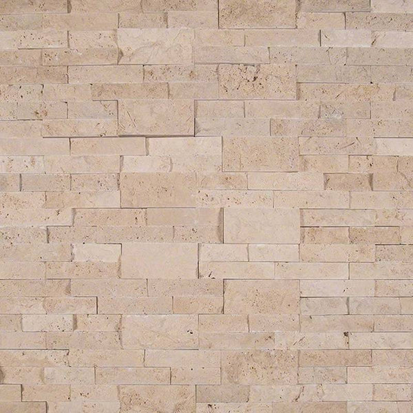 Ivory Travertine 6x24 Stacked Stone Ledger Panel - tilestate