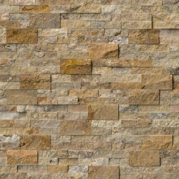 Scabos Travertine 6x24 Split Face Stacked Stone Ledger Panel - tilestate